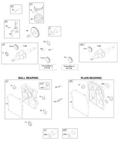 Camshaft, Crankcase Cover/Sump, Crankshaft, Piston/Rings/Connecting Rod Diagram and Parts List for 91232-1308-E1  Briggs and Stratton Engine
